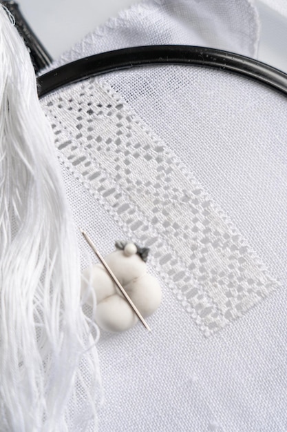 Ručne vyšívaný ornament na plátne